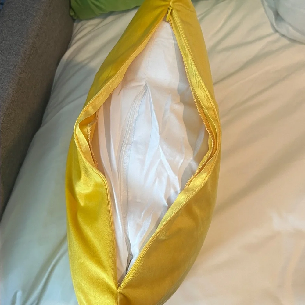 Yellow velvet throw pillow